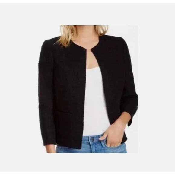 Vince Womens Black Tweed Boucle Wool Blend Blazer Jacket Sz 8 Quiet Luxury - Picture 1 of 10